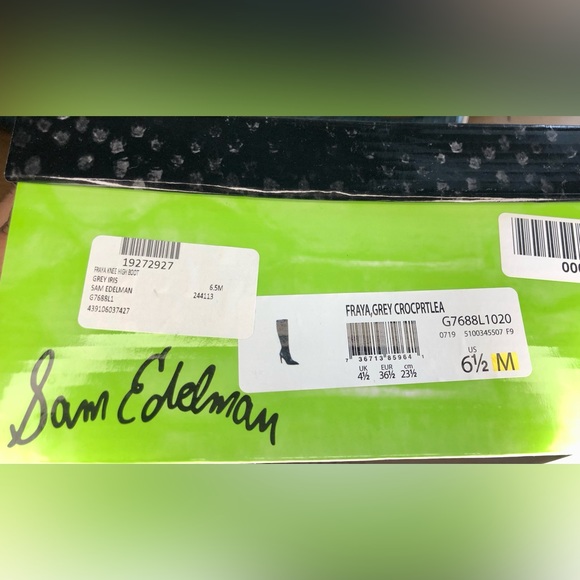 New Sam Edelman Fraya Croc-Embossed Leather Knee-High Boots Size 6.5 - Picture 9 of 12